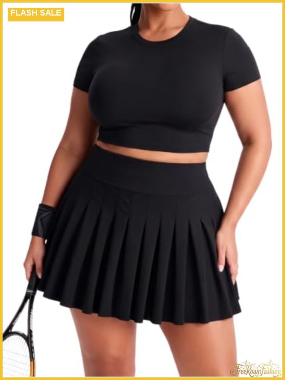 Plus Size Pleated Tennis Skirt with Built-in Shorts High Waisted Athletic Skort